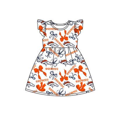 ( Moq 5 each style ) Baby Girl Toddler Team Horse Bows Sibling Green Dress Set 7.9