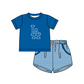 ( Moq 5 Each Style ) Baby Boys Girls Kids Blue Stripes Team Sibling Rompers Sets
