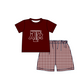 ( Moq 5 ) Baby Boys Toddler Short Sleeves ATM Shirt Plaid Shorts Team Summer Set