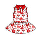 ( Moq 5 each style ) Baby Girl Toddler Team Red Bows Sibling Skort Dress Set 6.6