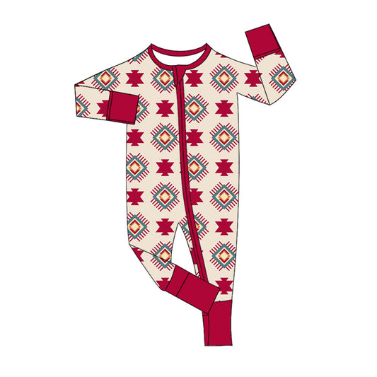 Baby Boy Long Sleeves Aztec Western Zipper Romper