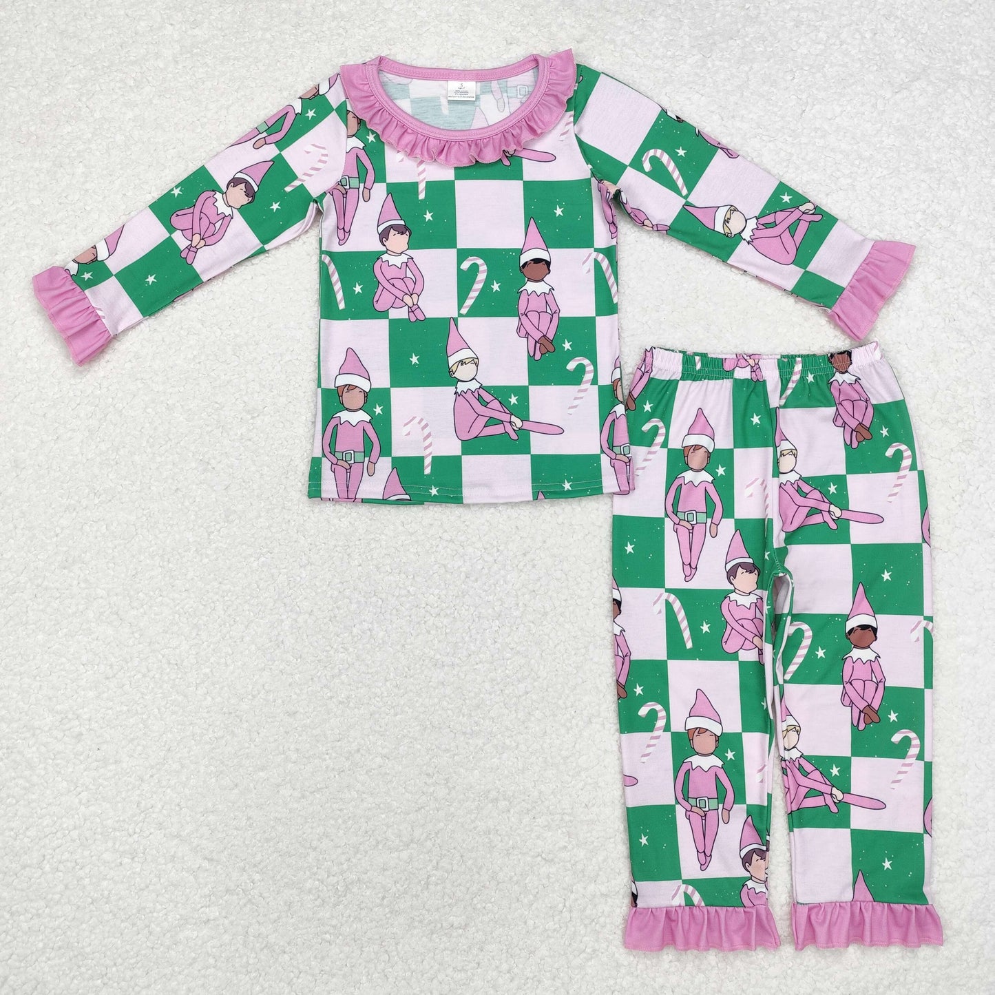 Baby Girl Christmas Pink Green Shirt Pants Pajamas Clothes Set