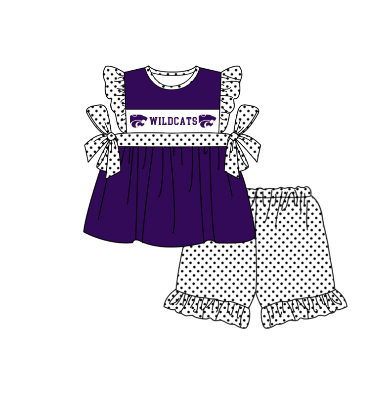 ( Moq 5 Each Style ) Baby Boys Girls Short Sleeves Team Sibling Purple Romper Dress Set