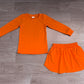 ( No moq ) Preorder Baby Girls Kids Long Sleeves Shirt Pockets Skirt Shorts Cotton Set Clothes