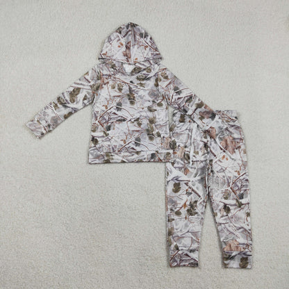 Sibling Baby Boys Kids Long Sleeves Leaves Hoodie Shirts Pockets Pants Clothes Sets RTS