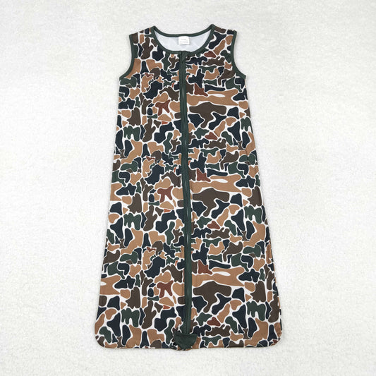 Baby Newborn Camo Brown Zipper Sleepwear Gown