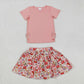 Baby Girl Short Sleeves Embroidery Bows Pink Shirt Flower Skirt Shorts Skorts Set RTS