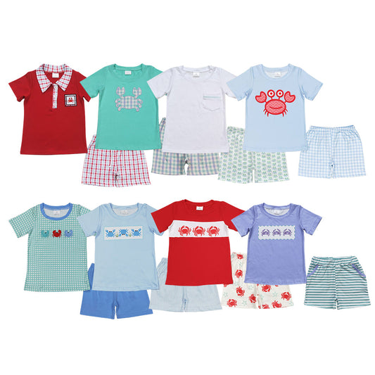 Baby Boy Toddler Short Sleeves Crabs Shirt Shorts Sibling Set Clothes RTS