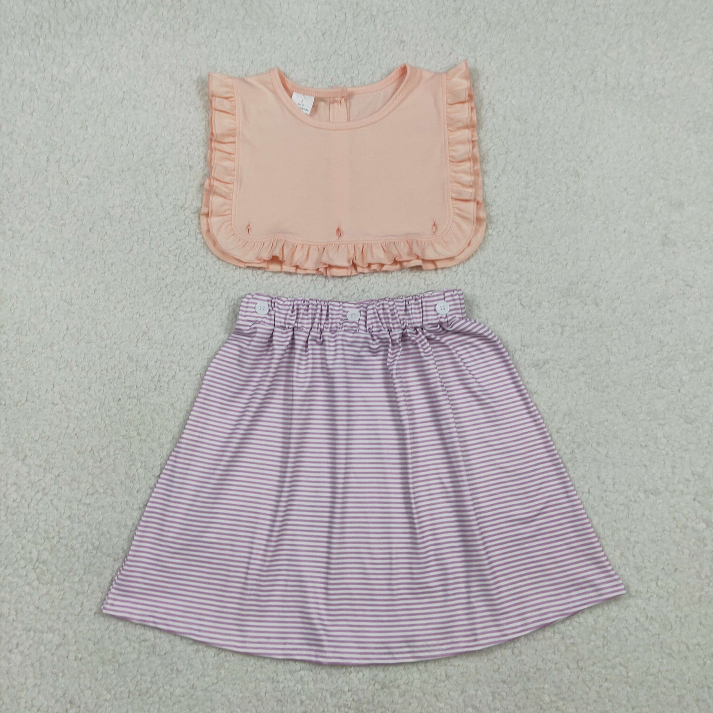 Baby Girls Kids Purple Stripes Ruffle Summer Knee Length Dress RTS