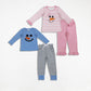 Sibling Boys Girls Long Sleeves Embroidery Christmas Snowman Shirt Stripes Pants Outfit RTS