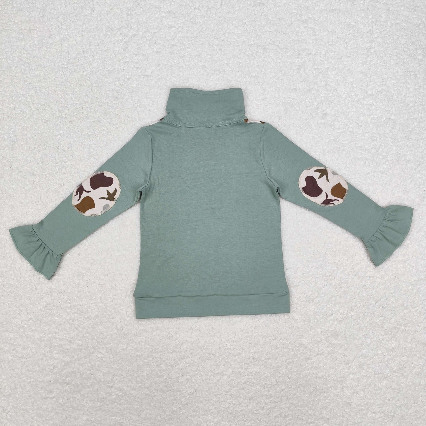 Baby Girl Camo Dog Ducks Zipper Green Pullover Tops