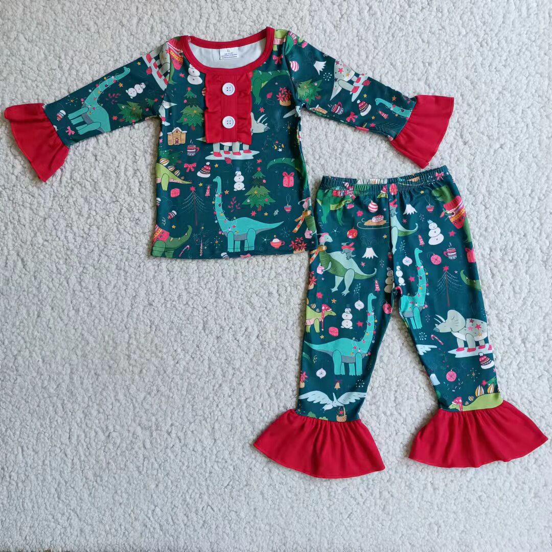 Promotion 6 C11-40 Baby Boy Christmas Dinosaurs Pajamas Set