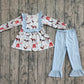 Baby Girl Long Sleeves Farm Animals Tunic Blue Pants Clothes Set RTS