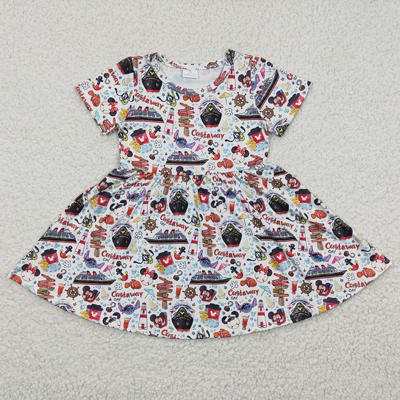 BT0490 Baby Boy Short Sleeves Cartoon Button Up Shirt