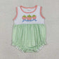 Sibling Baby Girls Sleeveless Embroidery Strawberry Bows Green Plaid Bubble Romper Set RTS