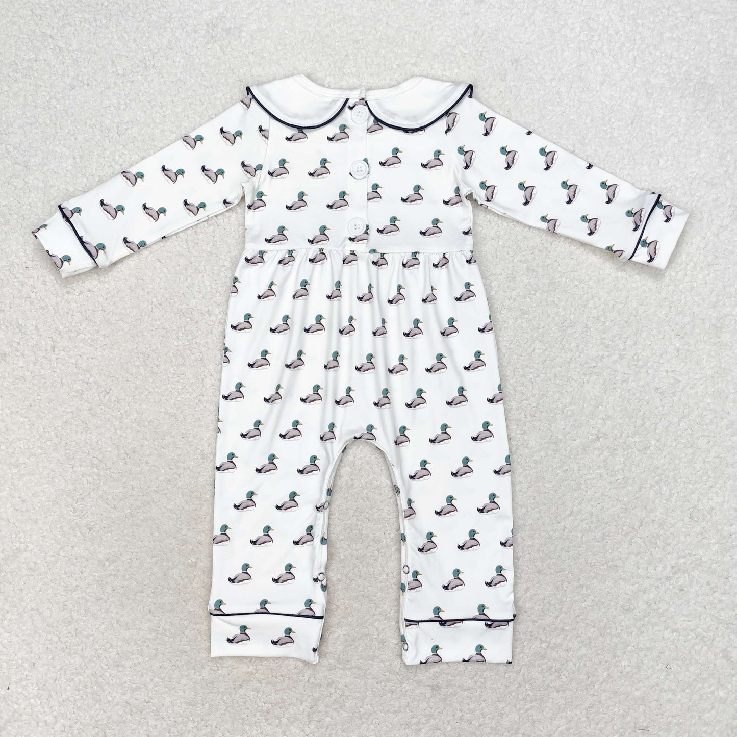 RTS Baby Kids Long Sleeves Ducks Pants Buttons Romper