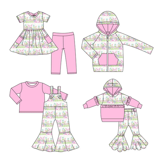 ( Moq 5 Each Style ) Baby Girls Kids Rabbits Eggs Flower Easter Sibling Hoodie Shirt Sets