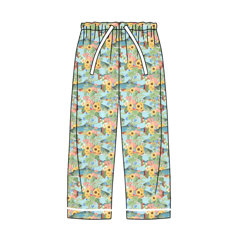 Adult Women Yellow Flower Pajamas Pants