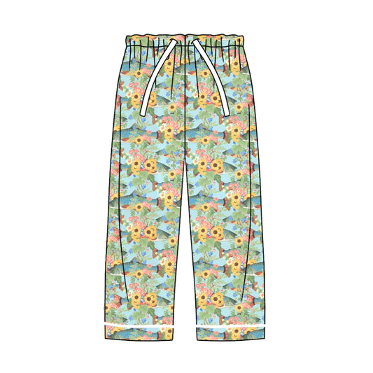 Adult Women Yellow Flower Pajamas Pants