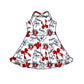 ( Moq 5 each style ) Baby Boy Girl Team Sibling Shirt Red Bows Cheer Dress Set 8.16