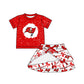 ( Moq 5 each style ) Baby Girl Toddler Team Red Bows Sibling Skort Dress Set 6.6