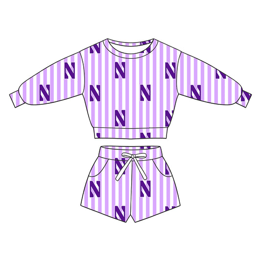 ( Moq 5 ) Baby Girls Kids Long Sleeves Shirt Pockets Shorts Team Set Clothes