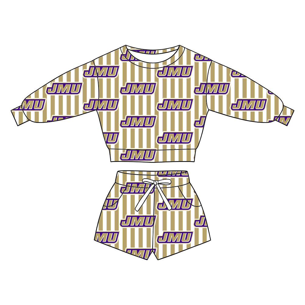 ( Moq 5 ) Baby Girls Kids Long Sleeves Shirt Pockets Shorts Team Set Clothes