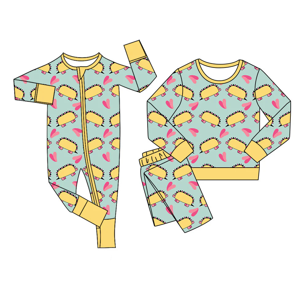 ( Moq 5 Each Style ) Baby Girls Kids Long Sleeves Hearts Sibling Valentine's Day Zipper Romper Set