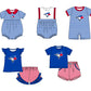 ( Moq 5 Each Style ) Baby Boys Girls Kids Team Sibling Bird Blue Stripes Rompers Sets