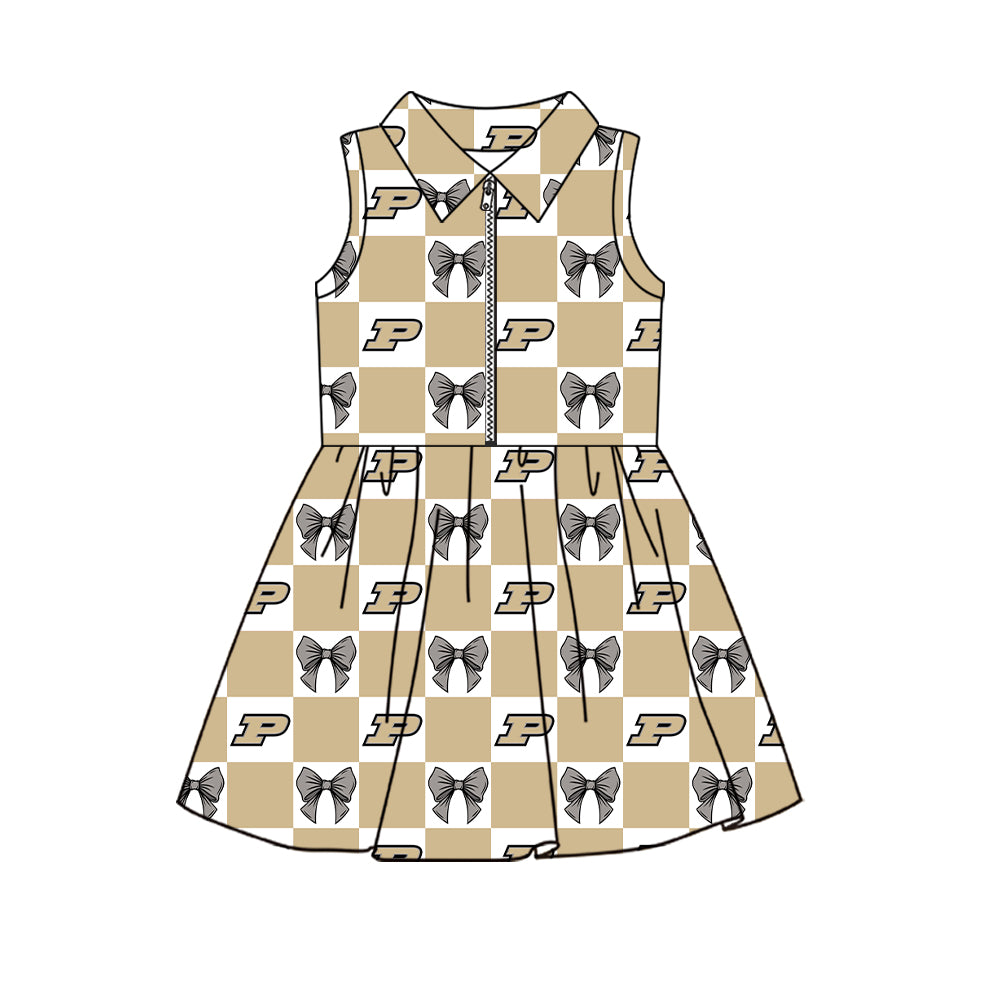 ( Moq 5 ) Custom Baby Girls Kids Sleeveless Shorts Knee Length Team Zipper Dress Cheer Clothes