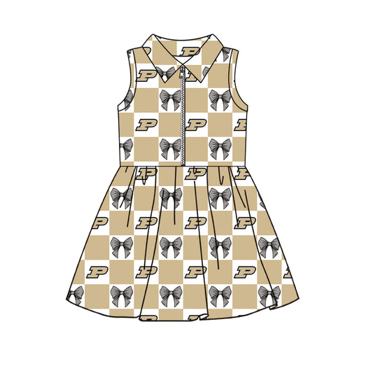 ( Moq 5 ) Custom Baby Girls Kids Sleeveless Shorts Knee Length Team Zipper Dress Cheer Clothes