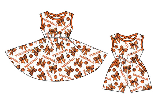 Baby Girl Basketball Bows Sibling Dress Jumpsuit ( Moq 5 Each Style ) 12.24