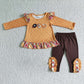 Sibling Girls Toddler Fall Embroidery turkey Tunic Pants Thanksgiving Set Clothes RTS
