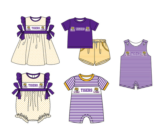 ( Moq 5 Each Style ) Sibling Baby Boys Girls Kids Tigers Team Rompers Dress Set Clothes