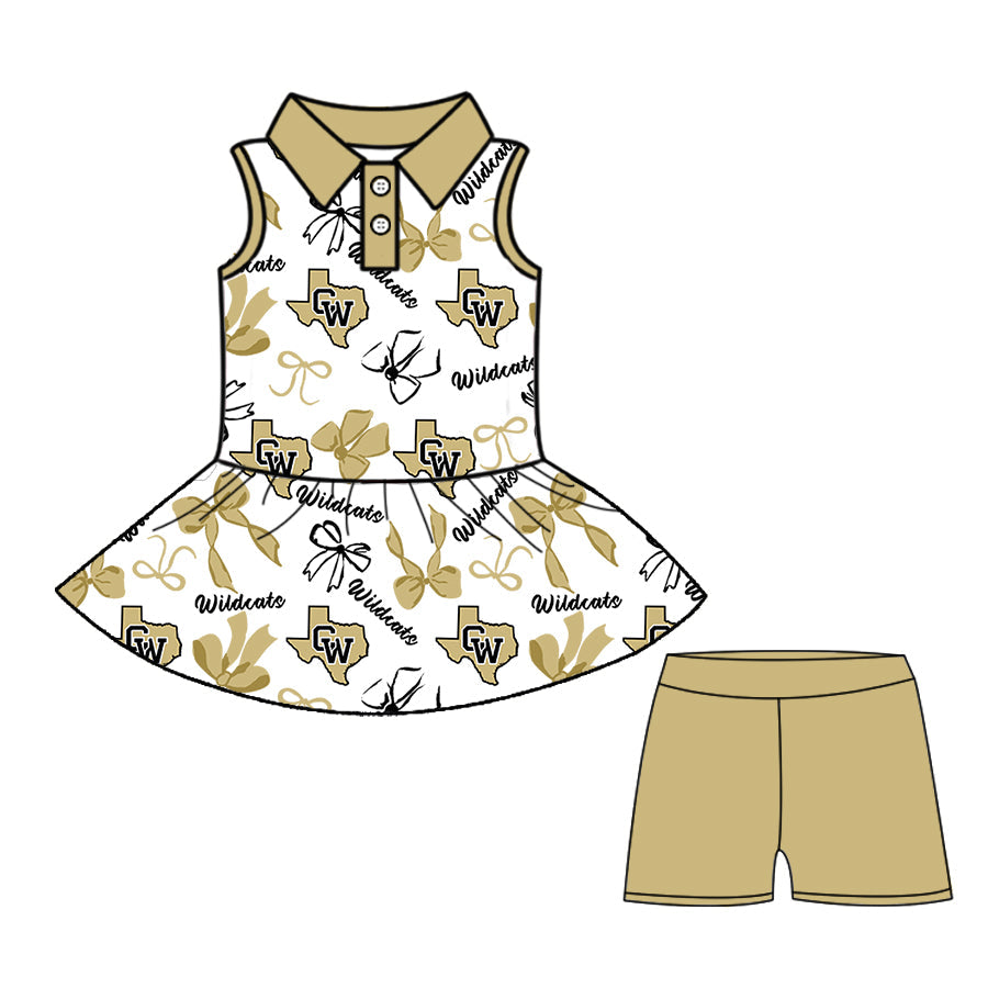 ( Moq 5 each style ) Baby Boy Girl Team Cheer Sibling Shirt Bows Dress Set 8.11
