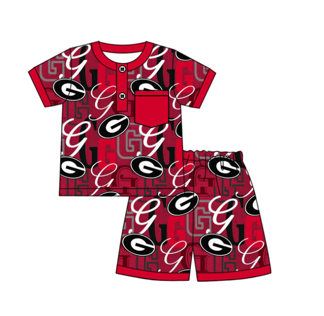( Moq 5 each style ) Baby Boy Girl Short Sleeves Team G Sibling Dress Shirt Set 5.6