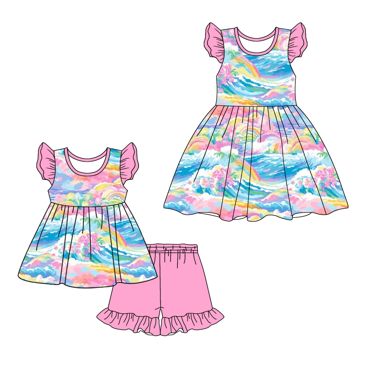 Baby Boy Girl Short Sleeves Sibling Dress Set ( Moq 5 Each Style ) 12.18