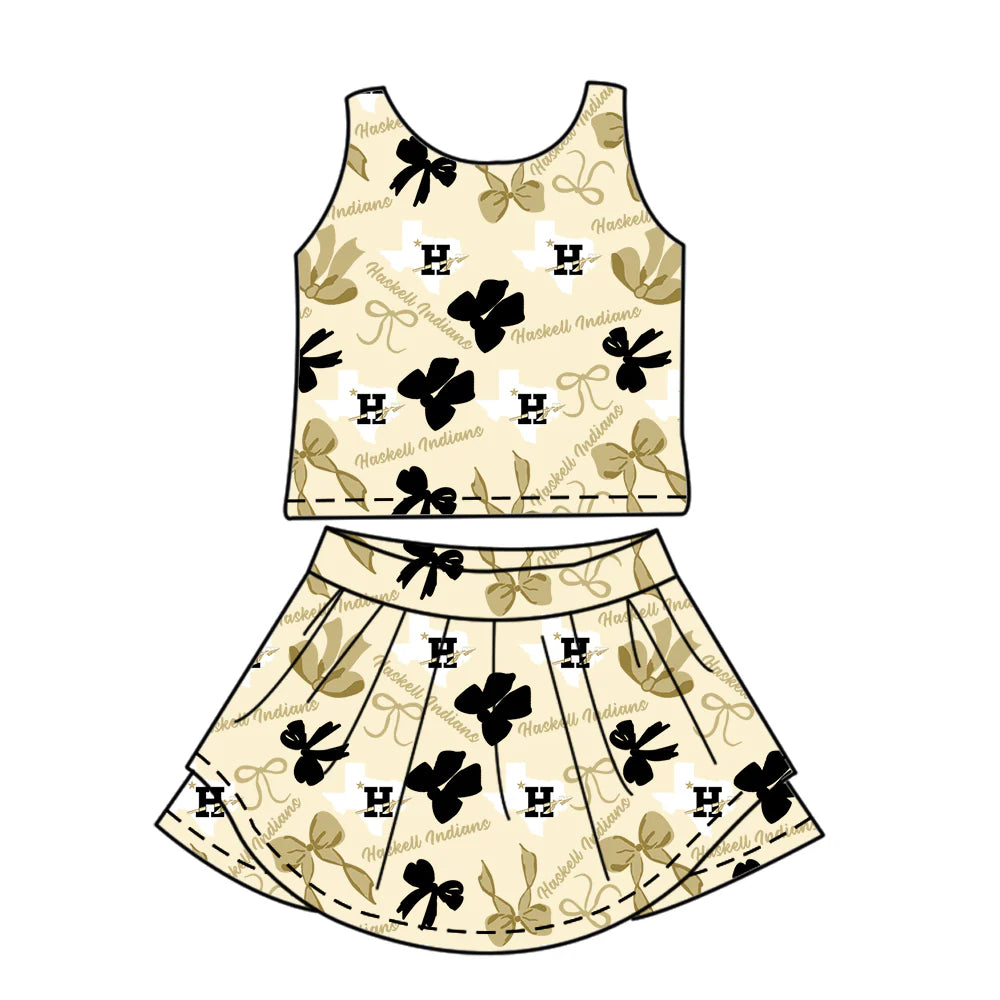 ( Moq 5 each style ) Baby Girl Toddler H Team Bows Sibling Skort Dress Set 6.11