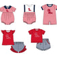 ( Moq 5 Each Style ) Baby Boys Girls Kids Red Stripes Team Sibling Rompers Sets