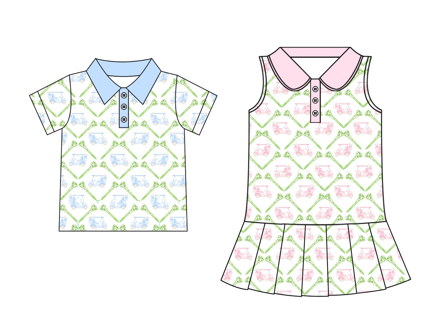 Baby Boy Golf Buttons Sibling Shirt Dress ( Moq 5 Each Style ) 2.17