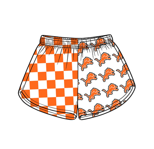 ( Moq 5 ) Baby Girls Kids Lions Checked Team Shorts Summer Clothes