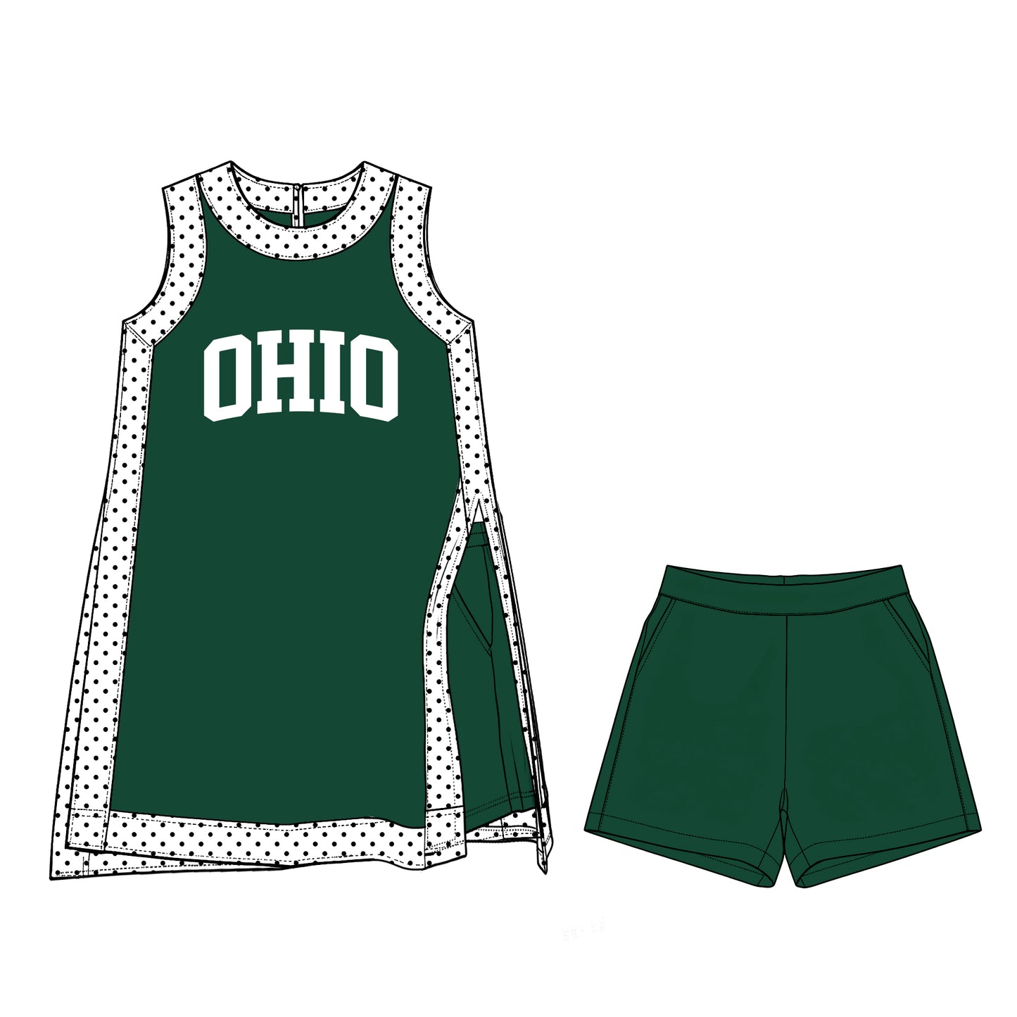 ( Moq 5 ) Baby Girls Kids Sleeveless Team Tops Shorts Team Set Clothes
