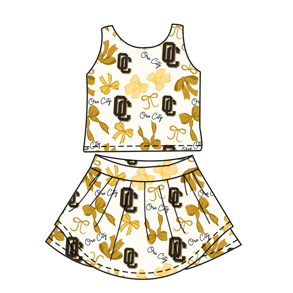 ( Moq 5 Each Style ) Baby Girls Toddler Yellow Bows Sibling Team Shorts Dresses Set Clothes