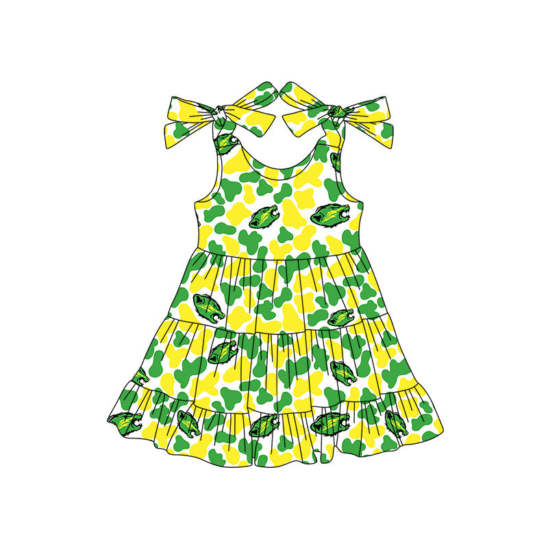 ( Moq 5 each style ) Baby Boy Girl Team Sibling Shirt Green Yellow Camo Dress Set 8.5