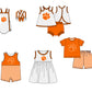 ( Moq 5 ) Baby Girls Kids Sleeveless Dots Orange Bows Team Romper