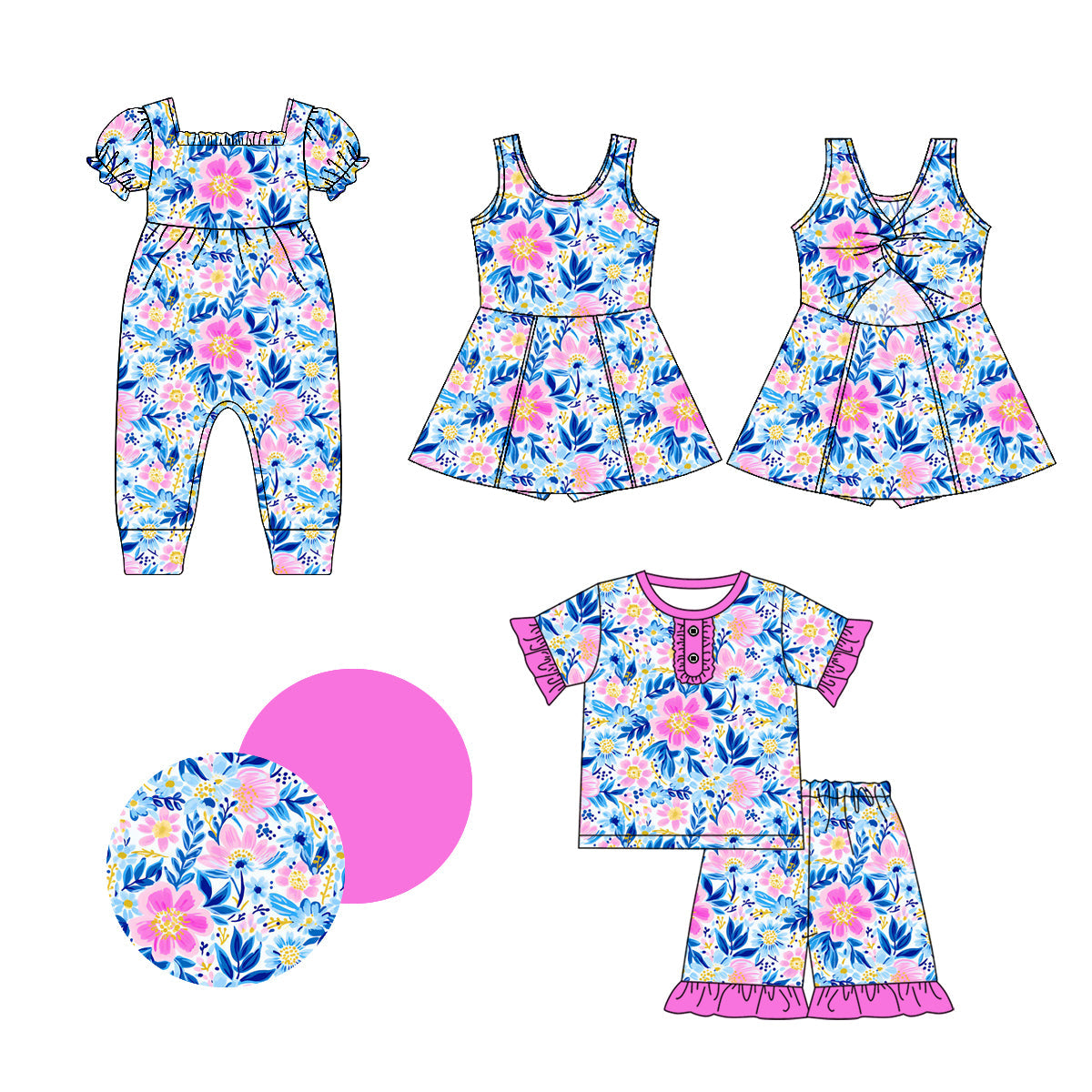 Baby Girl Flower Sibling Dress Romper Set ( Moq 5 Each Style ) 1.4