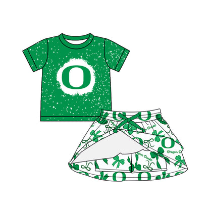 ( Moq 5 each style ) Baby Girl Team O Green Bows Sibling Dress Set 5.24