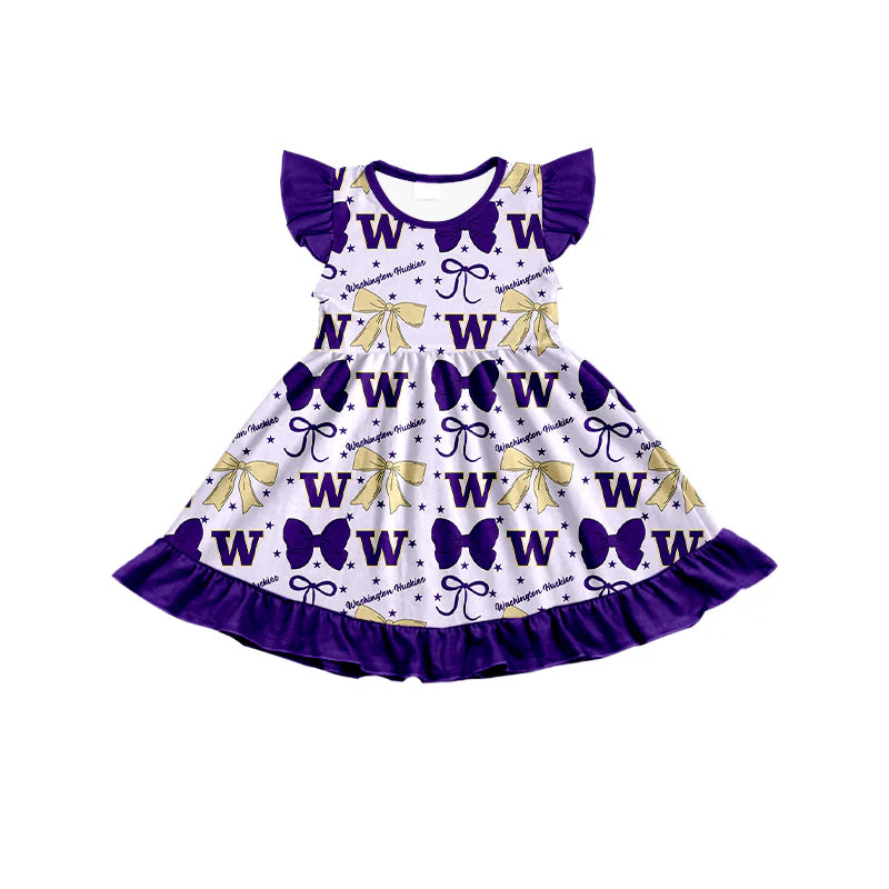 ( Moq 5 each style ) Baby Girl Toddler W Team Bows Sibling Dress Set 6.25
