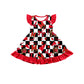 ( Moq 5 each style ) Baby Girl Toddler M Team Red Bows Cheer Sibling Checked Dress Set 6.30