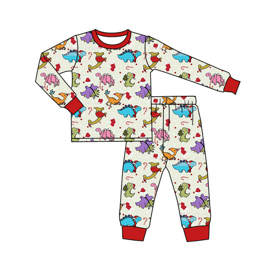 Baby Kids Toddler Long Sleeves Dinosaurs Christmas Shirt Pants Pajamas Set